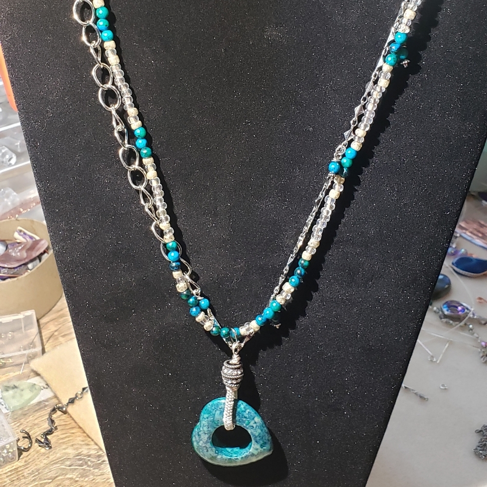 Beautiful Malachite & Sterling Necklace